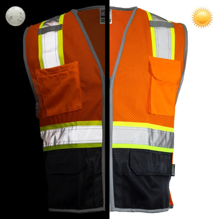 DOME75® DYNAMIC SERIES ANSI Class 2 Black Bottom Hi-Vis Mesh Safety Vest- DV2125