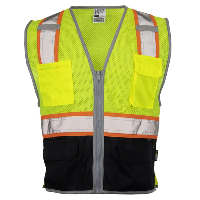 DOME75® DYNAMIC SERIES ANSI Class 2 Black Bottom Hi-Vis Mesh Safety Vest- DV2125