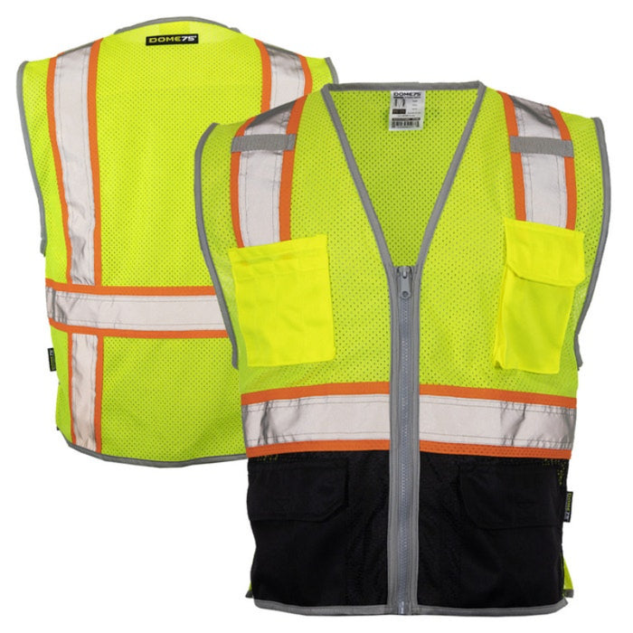 DOME75® DYNAMIC SERIES ANSI Class 2 Black Bottom Hi-Vis Mesh Safety Vest- DV2125