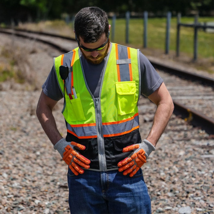 DOME75® DYNAMIC SERIES ANSI Class 2 Black Bottom Hi-Vis Mesh Safety Vest- DV2125