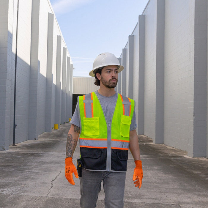 DOME75® DYNAMIC SERIES ANSI Class 2 Black Bottom Hi-Vis Mesh Safety Vest- DV2125