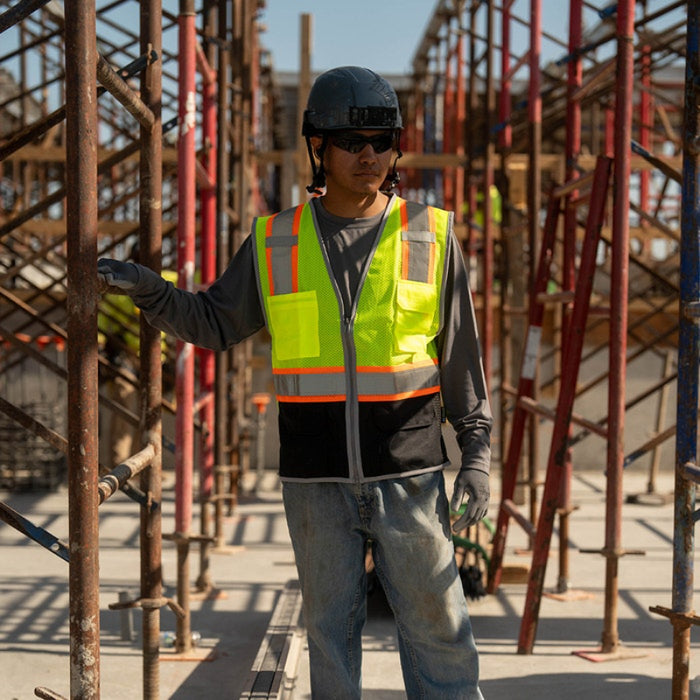 DOME75® DYNAMIC SERIES ANSI Class 2 Black Bottom Hi-Vis Mesh Safety Vest- DV2125