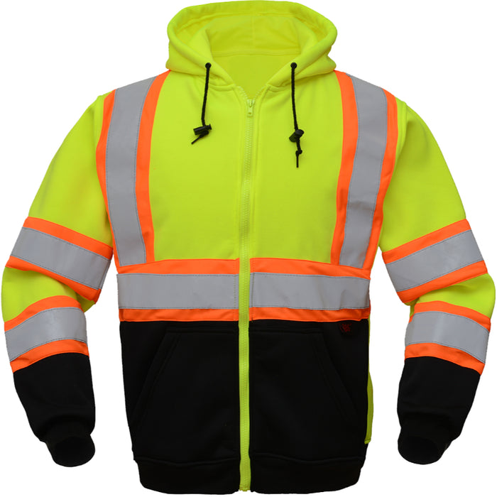 GSS Safety High Visibility Two Tone Zip Front ANSI Class 3 Type R Hooded Sweatshirt - 7009/7011