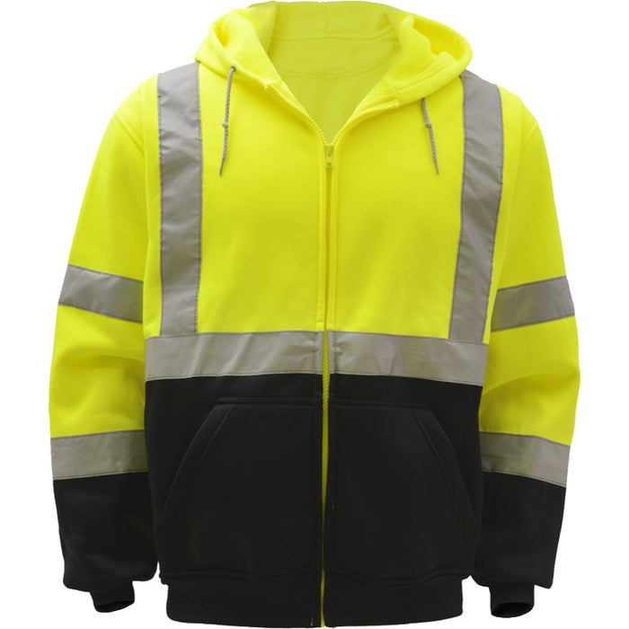 GSS Safety High Visibility Zipper Front Hooded Sweatshirt ANSI Class 3 Type R - 7003/7004