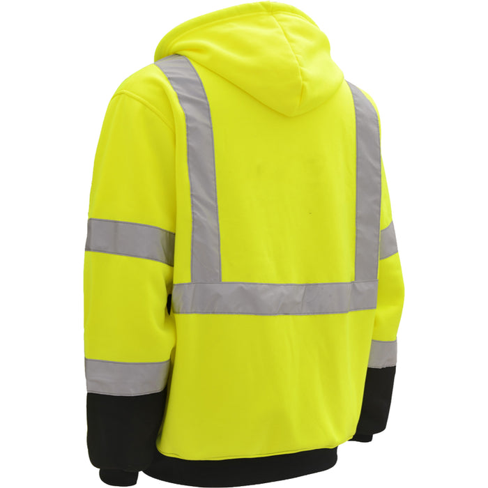 GSS Safety High Visibility Zipper Front Hooded Sweatshirt ANSI Class 3 Type R - 7003/7004