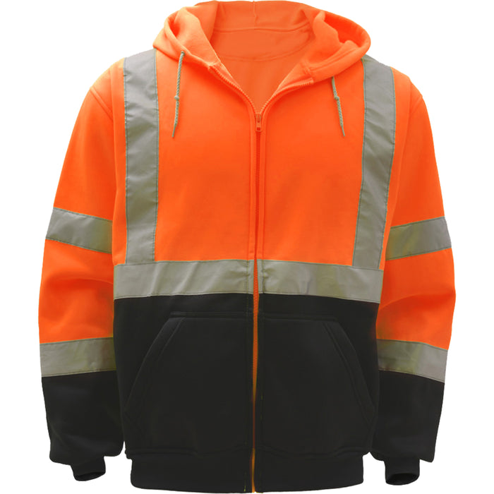 GSS Safety High Visibility Zipper Front Hooded Sweatshirt ANSI Class 3 Type R - 7003/7004