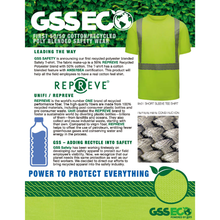 GSS Safety High Visibility ANSI Class 2 Cotton Blended Safety T-Shirt - 9501