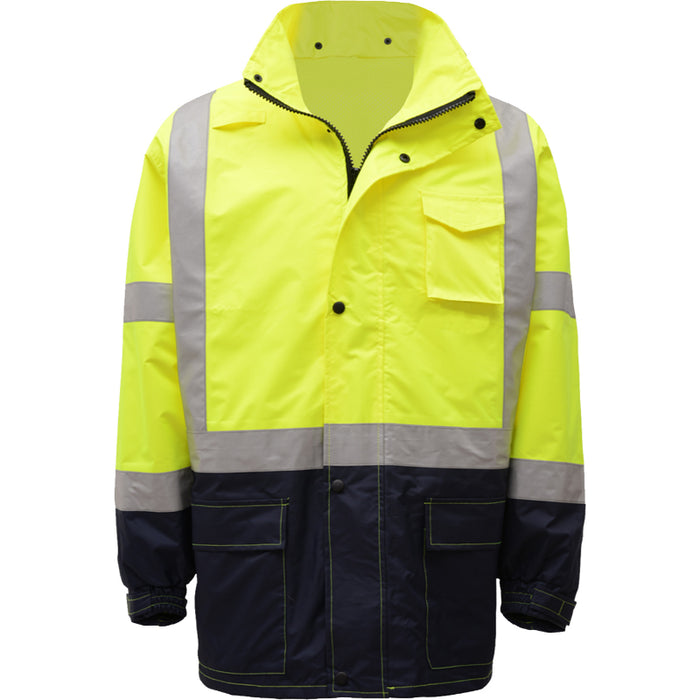 GSS Safety High Visibility Premium Hooded Rain Jacket ANSI Class 3 Type R - 6003/6004