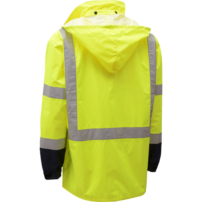 GSS Safety High Visibility Premium Hooded Rain Jacket ANSI Class 3 Type R - 6003/6004