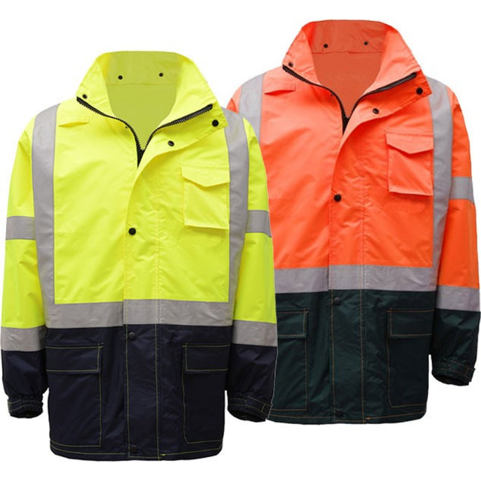 GSS Safety High Visibility Premium Hooded Rain Jacket ANSI Class 3 Type R - 6003/6004