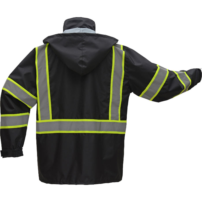 GSS Safety High Visibility Premium Hooded Rain Jacket ANSI Class 3 Type R - 6005/6007