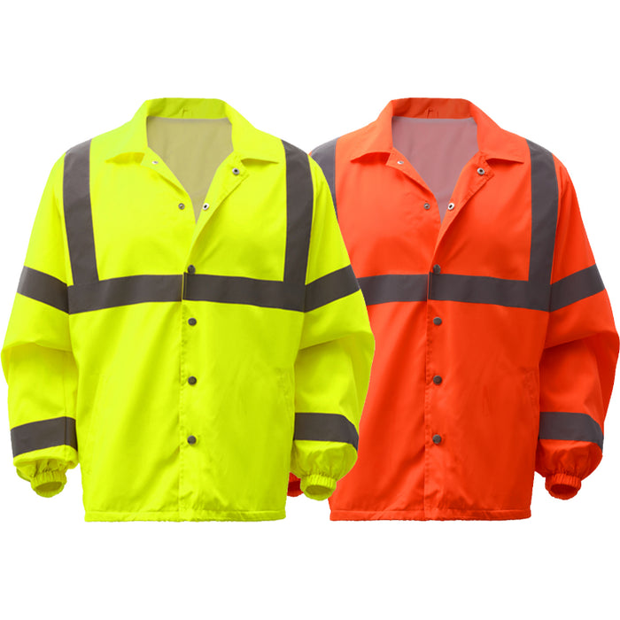 GSS Safety High Visibility Standard Snap Button ANSI Class 3 Windbreaker Jacket - 7501/7502