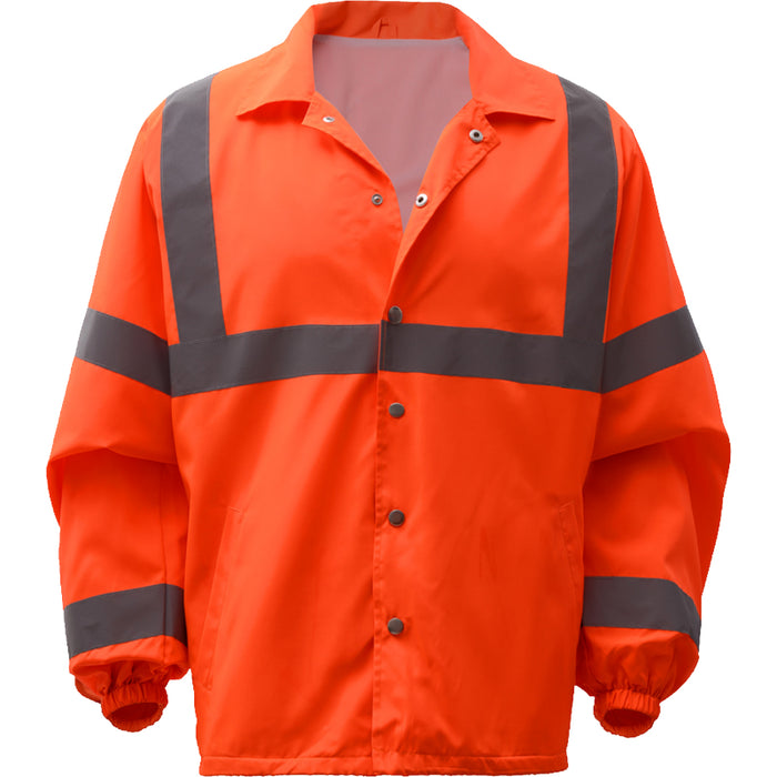 GSS Safety High Visibility Standard Snap Button ANSI Class 3 Windbreaker Jacket - 7501/7502