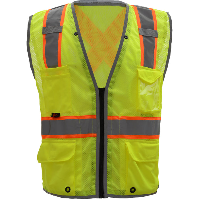 GSS Safety Hype Lite ANSI Class 2 Type R Safety Vest with Reflecting Piping X-Back - 1601/1602