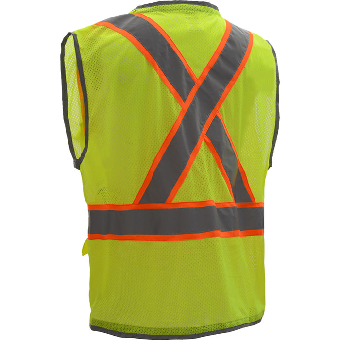 GSS Safety Hype Lite ANSI Class 2 Type R Safety Vest with Reflecting Piping X-Back - 1601/1602