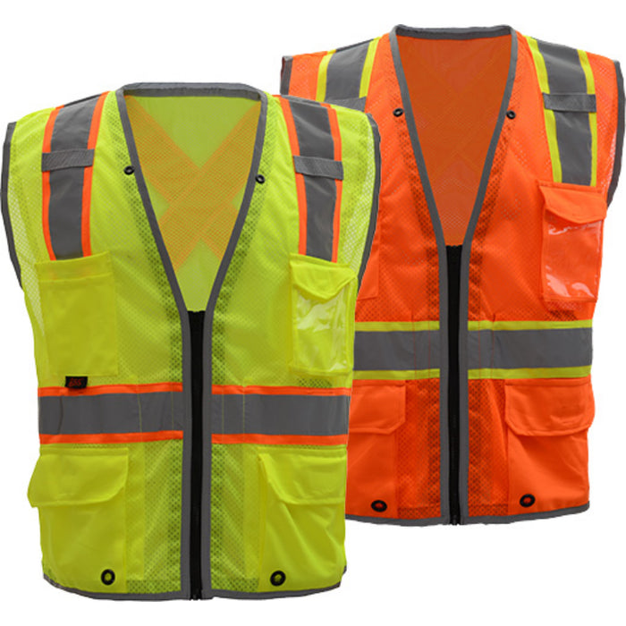 GSS Safety Hype Lite ANSI Class 2 Type R Safety Vest with Reflecting Piping X-Back - 1601/1602