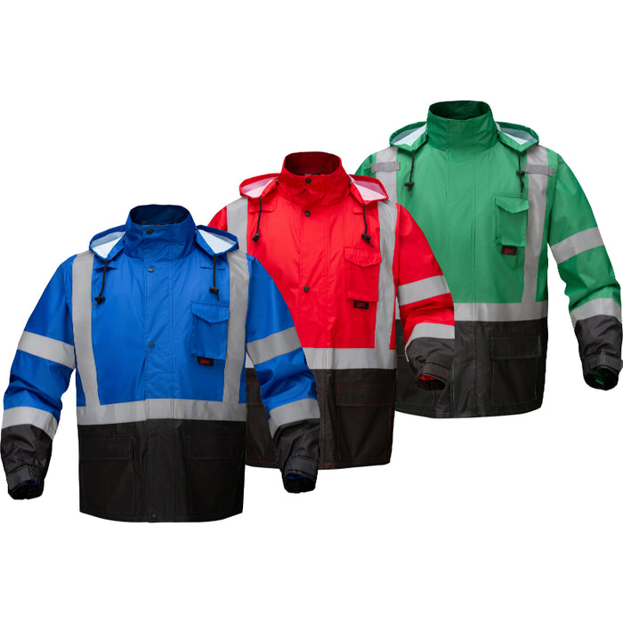 GSS Safety Multi Color Premium Hooded Rain Jacket - 6013/6014/6016