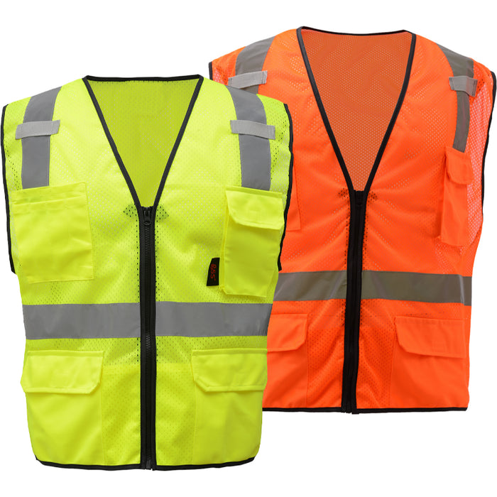 GSS Safety Premium Multi-Purpose Mesh Zipper ANSI Class 2 Type R Vest - 1505/1506