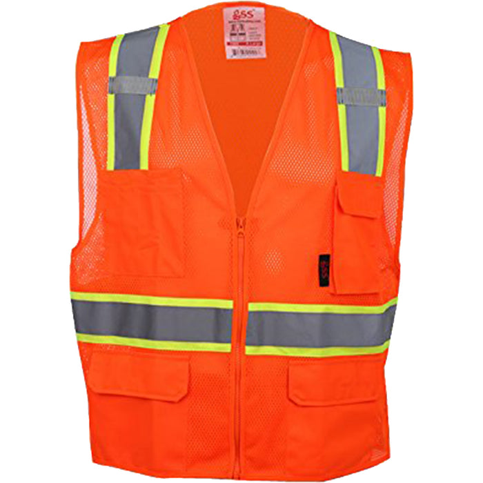GSS Safety Premium Multi-Purpose Two Tone Mesh Zipper ANSI Class 2 Type R Vest - 1501/1502