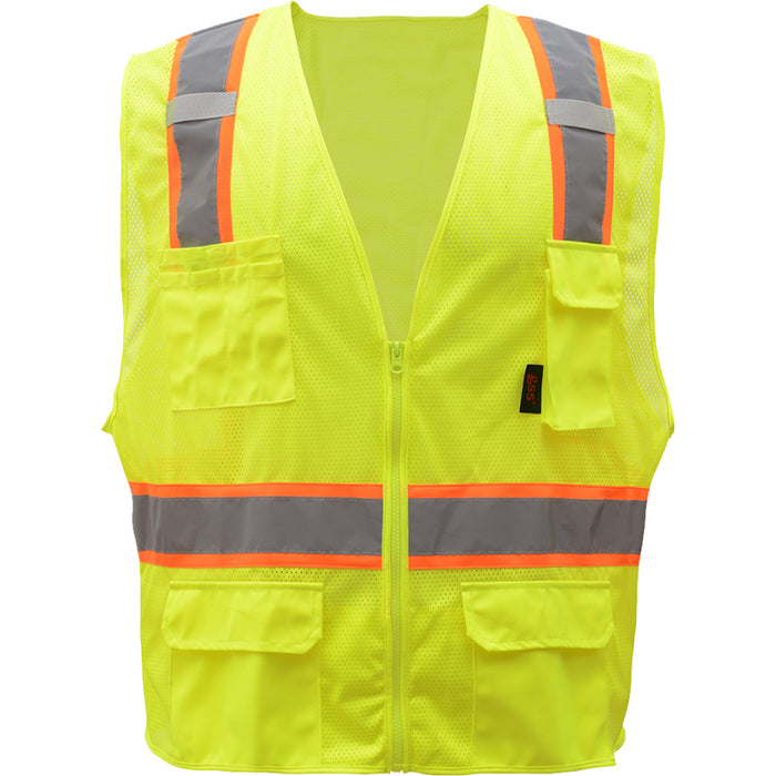 GSS Safety Premium Multi-Purpose Two Tone Mesh Zipper ANSI Class 2 Type R Vest - 1501/1502