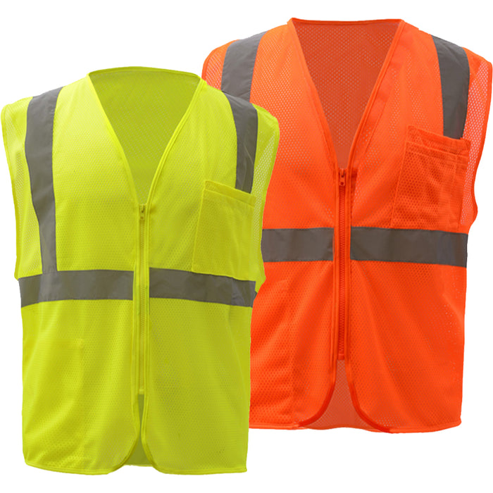 GSS Safety Standard Mesh Zipper ANSI Class 2 Type R  Safety Vest - 1001/1002