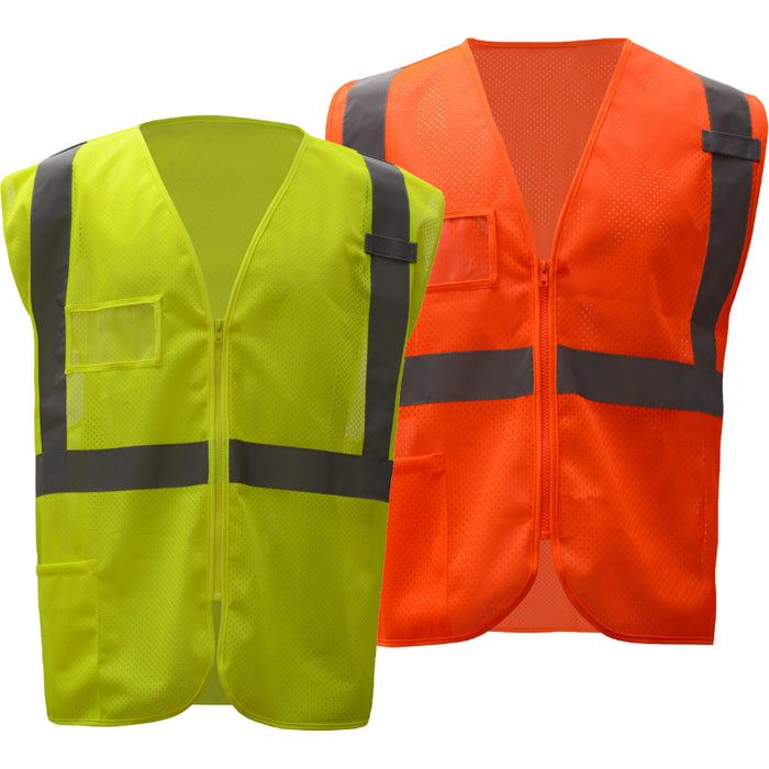 GSS Safety Standard Mesh Zipper ANSI Class 2 Type R Safety Vest with ID Pocket - 1009/1010