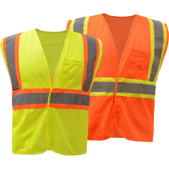 GSS Safety Standard Two Tone Mesh Hook & Loop ANSI Class 2 Type R Safety Vest - 1007/1008