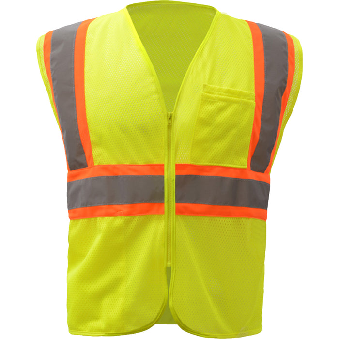 GSS Safety Standard Two Tone Mesh Zipper ANSI Class 2 Type R Safety Vest - 1005/1006