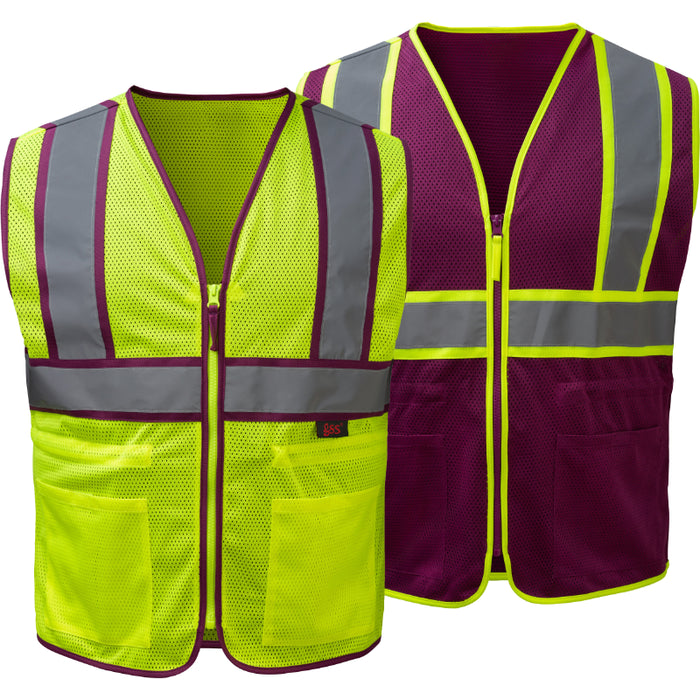GSS Safety Two Tone Ladies Vest with Plum Trim - 7807/7808