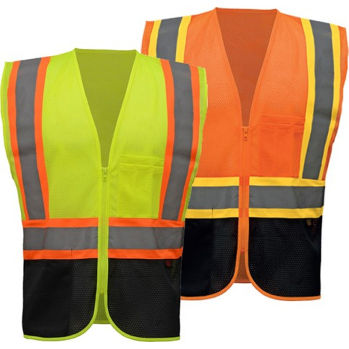 GSS Safety Two Tone Vest with Black Bottom ANSI Class 2 Type R - 1105/1106