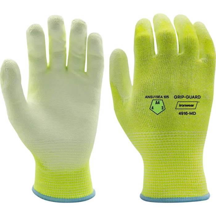Ironwear® Hi Vis Cut Resistant Gloves - ANSI Cut Level A4 - 12 Pcs Pack - 4916