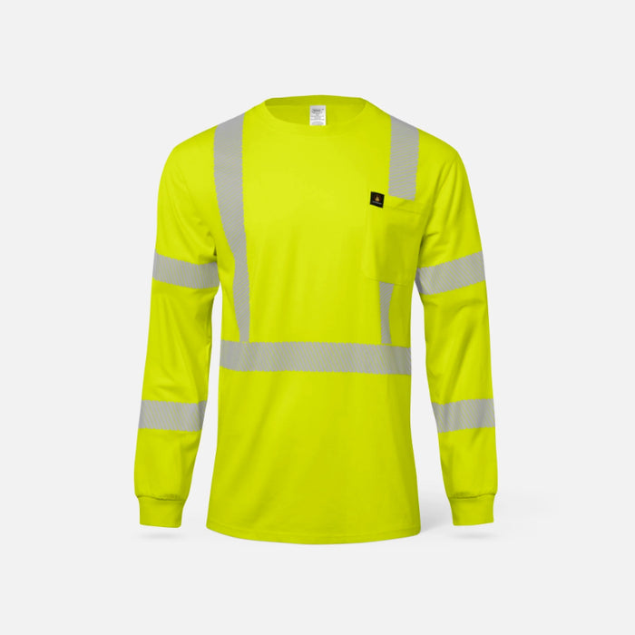 Ironwear® High Visibility Flame Resistant Long Sleeve Safety Shirt - Lime - 1211FR-TP