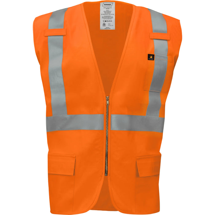 Ironwear® High Visibility Flame Resistant Safety Vest - ANSI Class 2 Type R - 1253FR-Z-RD