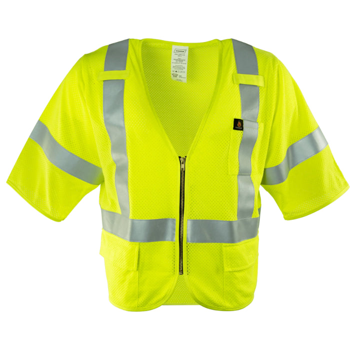 Ironwear® High Visibility Flame Resistant Safety Vest - ANSI Class 3 Type R - 1258FR-Z-RD