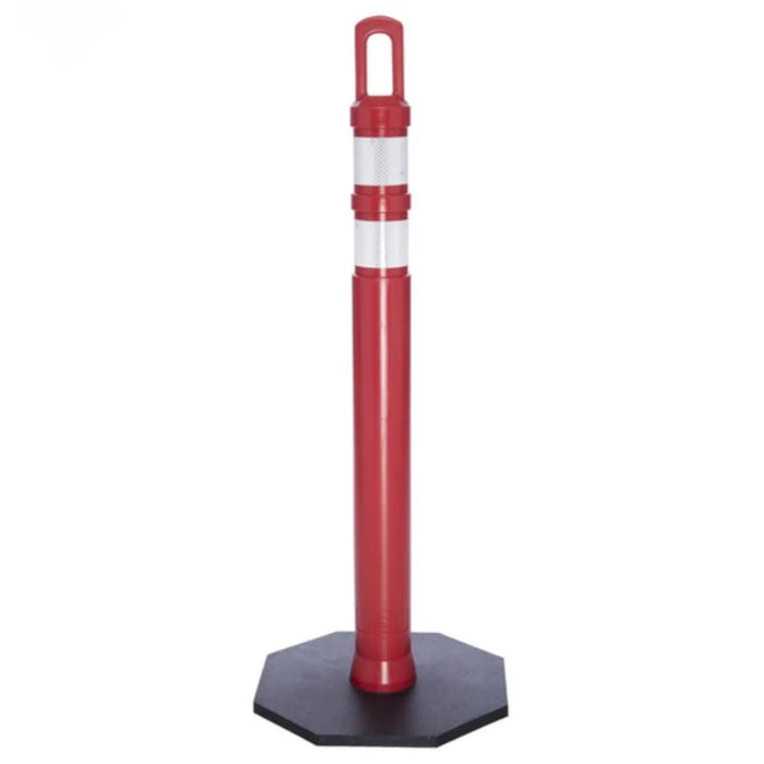 42" JBC Safety Arch Top Traffic Delineator Post Kit - Red Post + 8 LBS Base