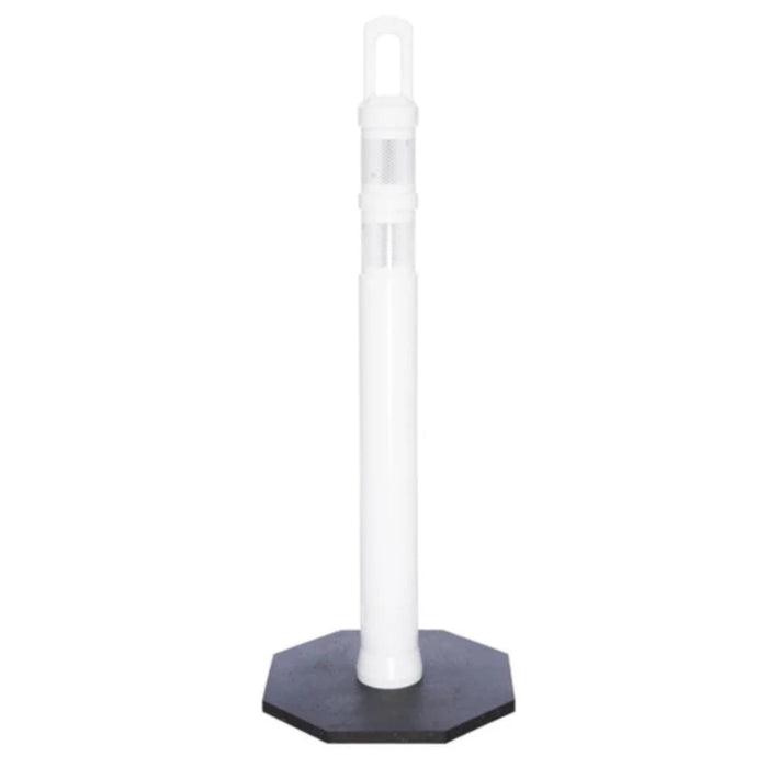 42" JBC Safety Arch Top Traffic Delineator Post Kit - White Post + 8 LBS Base