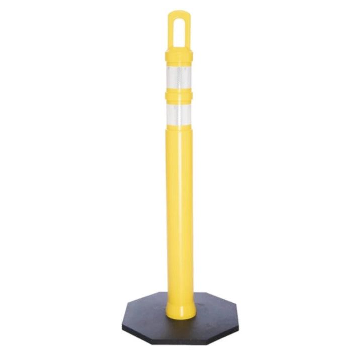 42" JBC Safety Arch Top Traffic Delineator Post Kit - Yellow Post + 8 LBS Base