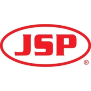 JSP logo in bold red letters inside a red oval outline on a white background