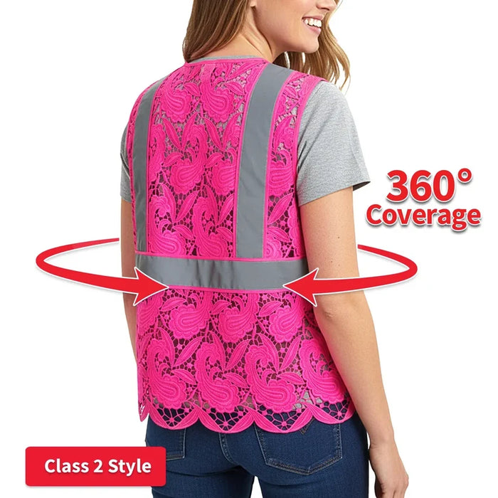 Lace Safety Vest® Women's Class 2 Four Pockets Zipper Vest - VEST002