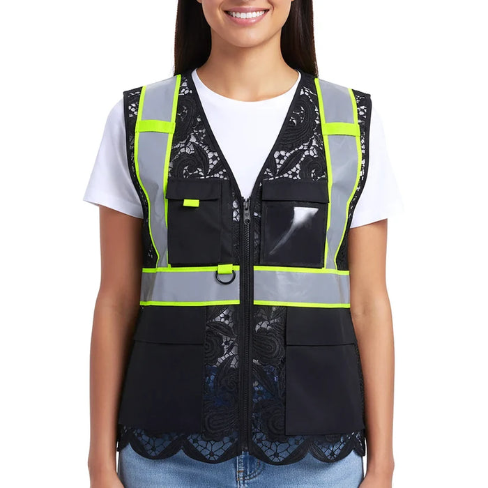 Lace Safety Vest® Women's Class 2 Four Pockets Zipper Vest - VEST002