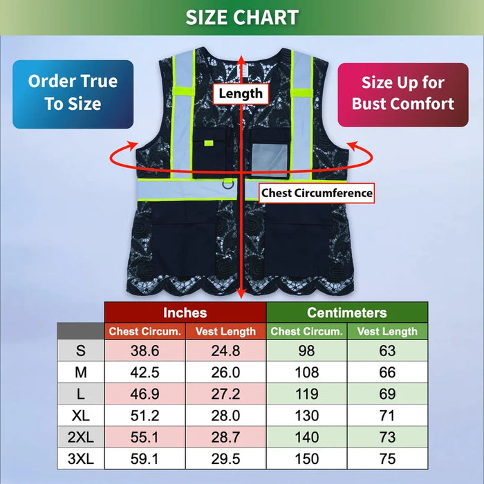 Lace Safety Vest® Women's Class 2 Four Pockets Zipper Vest - VEST002