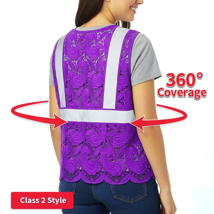 Lace Safety Vest® Women's Class 2 Four Pockets Zipper Vest - VEST002