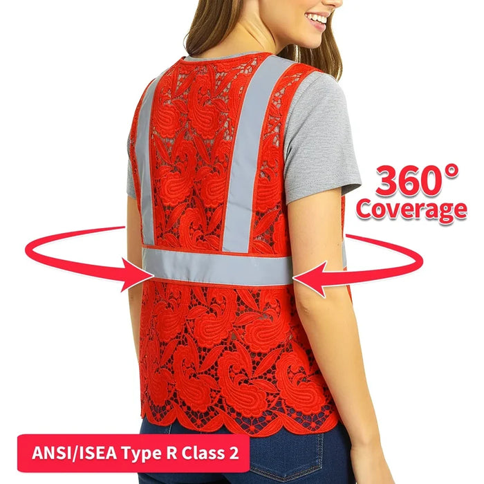 Lace Safety Vest® Women's Class 2 Four Pockets Zipper Vest - VEST002