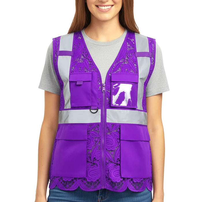 Lace Safety Vest® Women's Class 2 Four Pockets Zipper Vest - VEST002