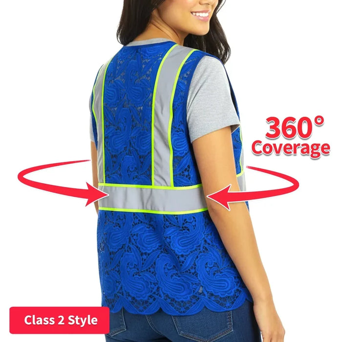 Lace Safety Vest® Women's Class 2 Four Pockets Zipper Vest - VEST002