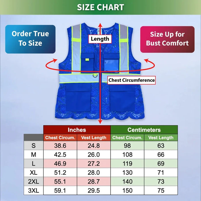 Lace Safety Vest® Women's Class 2 Four Pockets Zipper Vest - VEST002