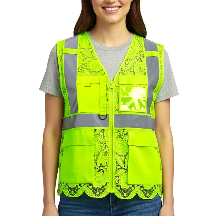 Lace Safety Vest® Women's Class 2 Four Pockets Zipper Vest - VEST002