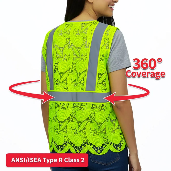 Lace Safety Vest® Women's Class 2 Four Pockets Zipper Vest - VEST002