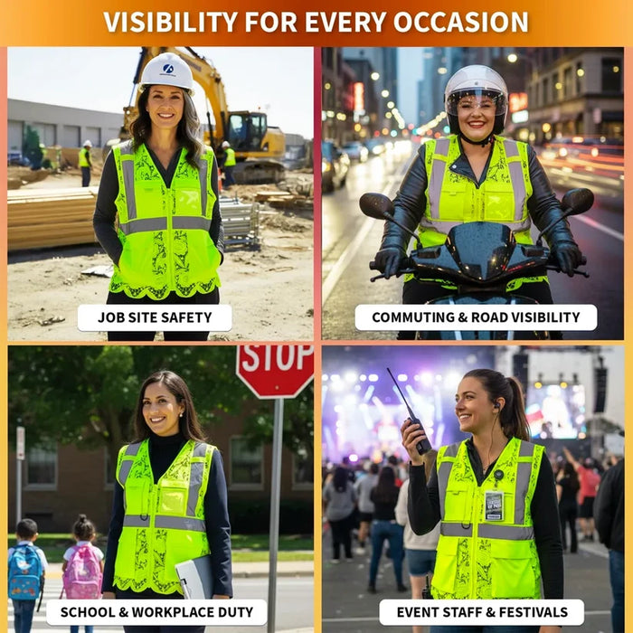 Lace Safety Vest® Women's Class 2 Four Pockets Zipper Vest - VEST002