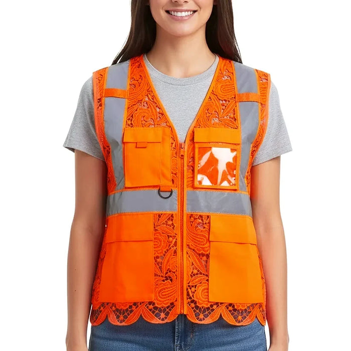 Lace Safety Vest® Women's Class 2 Four Pockets Zipper Vest - VEST002